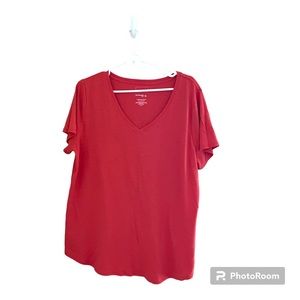 ⚪️SONOMA: Women’s size XL, salmon color v-neck short sleeve shirt, preowned⚪️